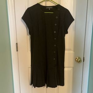 Dark Grey Button Up Dress with Ruffle Hem